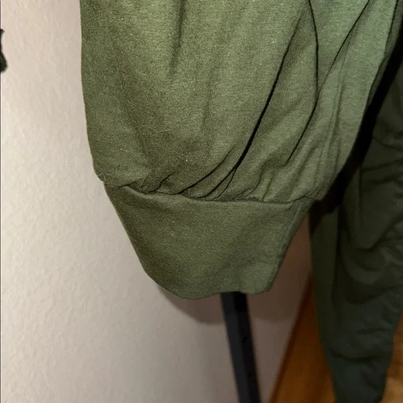 Sakoonee Harem Dhoti Palazzo Olive Green Cargo Pants with Drawstring Unisex OS - Picture 7 of 7